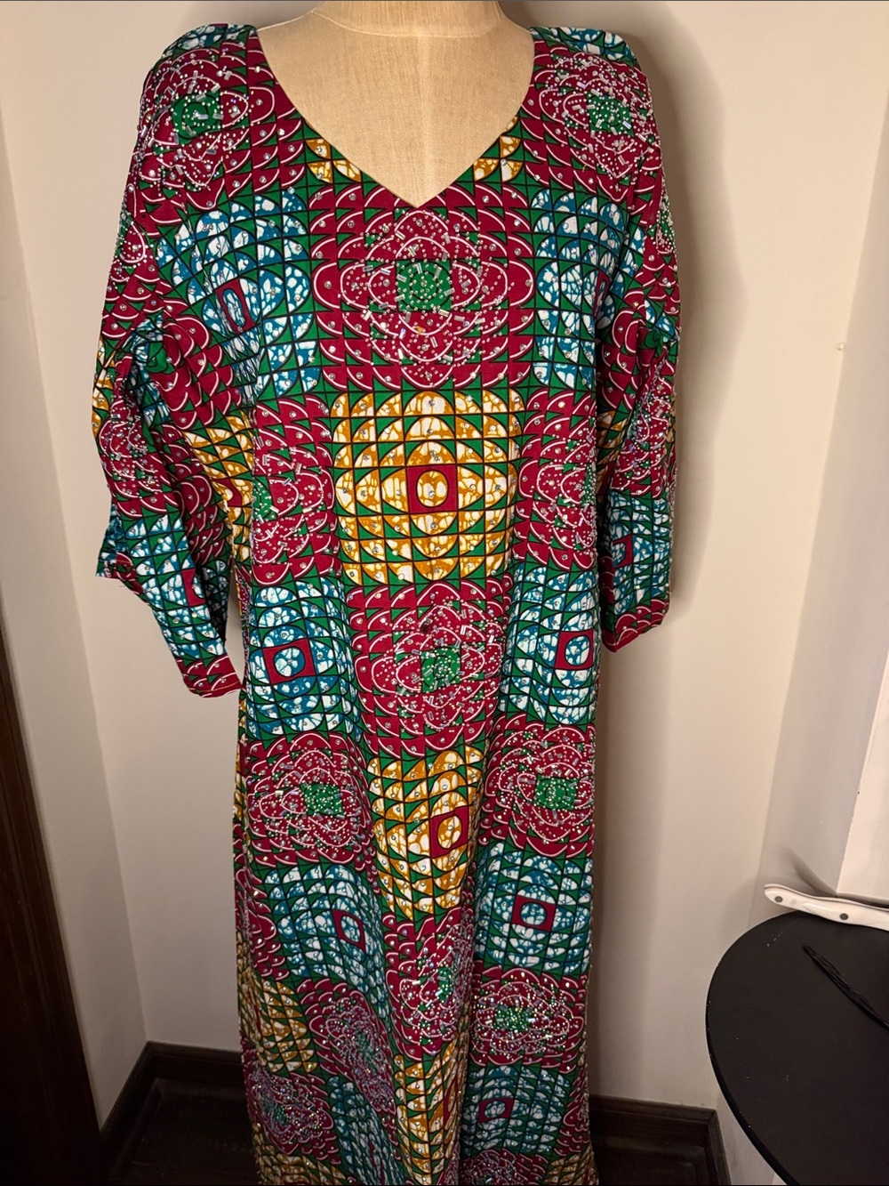 Vibrant Multicolor V-Neck Maxi Dress